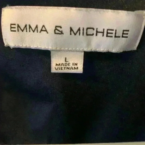 Emma &amp; Michele Ruffled Peplum Jumpsuit Sleeveless Navy Blue Sz Large.  B16 - Picture 9 of 9